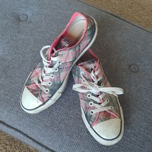Pink/Teal/Black Plaid Converse
